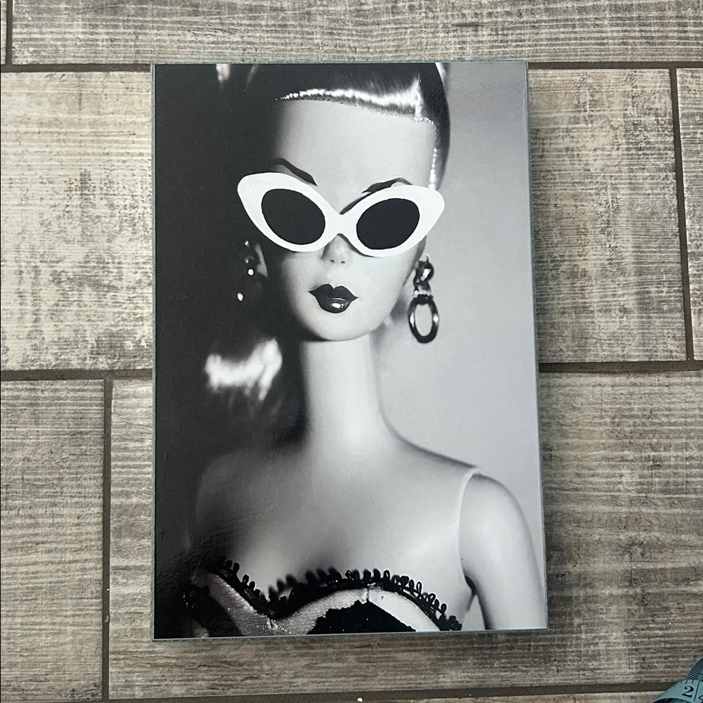 Retro Barbie Doll Ponytail Portrait w/ Mirror Side Trim Wall Art 12”x8”x1.5”
